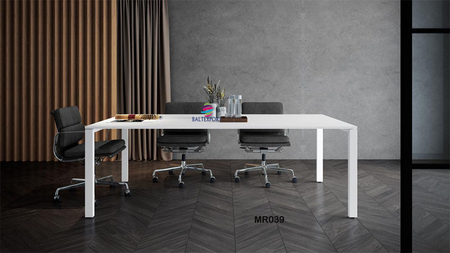 039MR_Mesa reunião retangular 3000x1200x750mm Branco Tampo Melamina Branco
