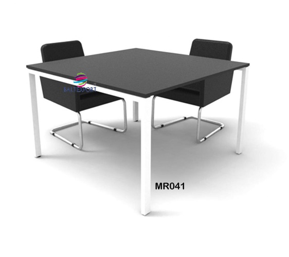 041MR_Mesa reunião quadrada 1400x1400x750mm Branco Tampo Melamina Antracite