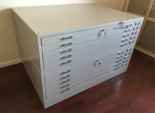 06_Armário de Armazenamento de Dados de Engenharia e Desenhos A0 com Base de Aço Reforçada e 5 Gavetas, Design Moderno para Uso em Escritório Ofic