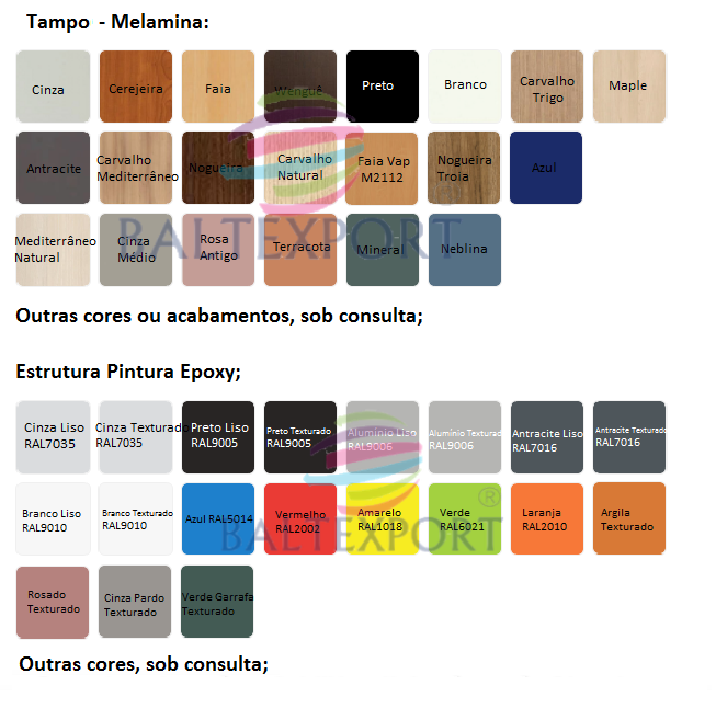Acabamentos em Melamina e Estrutura Baltexport