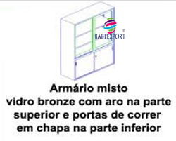 Armário misto vidro bronze com ARO na parte superior e ps de correr gp
