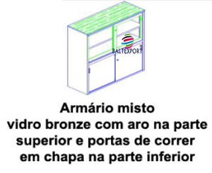 Armário misto vidro com ARO na parte superior e portas de correr gpt