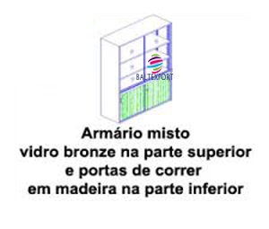 Armário misto vidro fosco porta correr