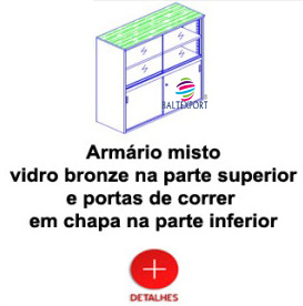 Armário misto vidro parte superior gpt