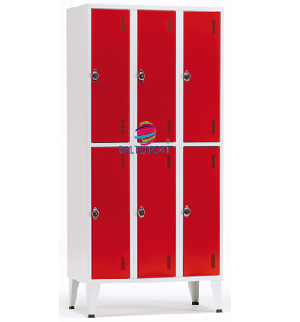 Cacifo Vestiario Triplo 6 Sobrepostos chapa pintura vermelho
