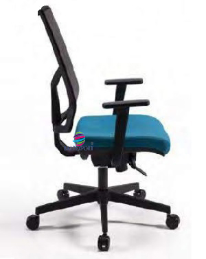 Cadeira de Escritorio Play em Rede Preta Revestida Azul