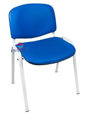 Cadeiras de escritorio visitante 4 pes empilhavel estrutura cinza pele sintetica azul 001