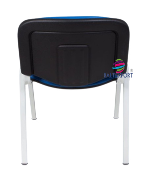 Cadeiras de escritorio visitante 4 pes empilhavel estrutura cinza pele sintetica azul 003