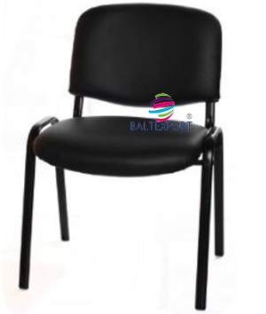 Cadeiras de escritório visitante 4 pés empilhável pele sintetica preto