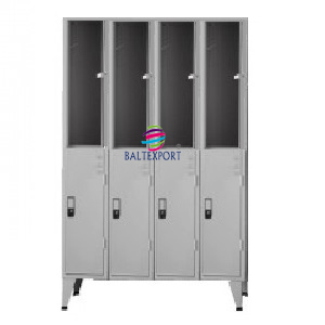 Vestiario Quadruplo com 8 cacifos 1900x1200x500 mm Portas Cinza Aberto