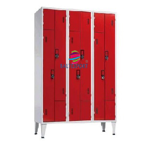 Vestiario Triplo com 6 Portas em Z Portas Vermelho