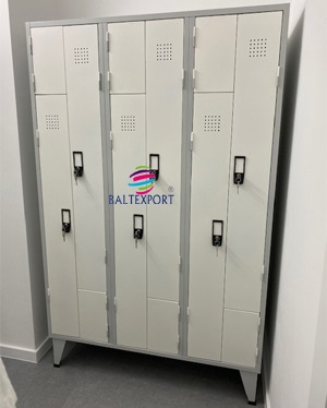 Vestiario Triplo com 6 portas em Z Portas Cinza e Branco 1900z1200x500