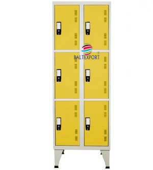 Vestiario duplo 6 cacifos 1900x600x500 mm Amarelo