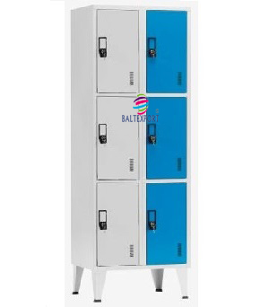 Vestiario duplo 6 cacifos 1900x600x500 mm Cinza e Azul