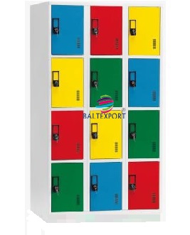 Vestiario triplo 12 cacifos 1900x1000x500mm Cinza com Portas Cores