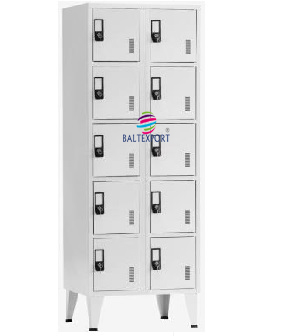Vestiário Duplo com 10 Cacifos Sobrepostos Metálico Cinza 1900x800x500