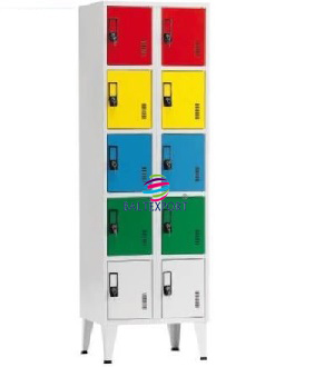 Vestiário Duplo com 10 Cacifos Sobrepostos Metálico Cores