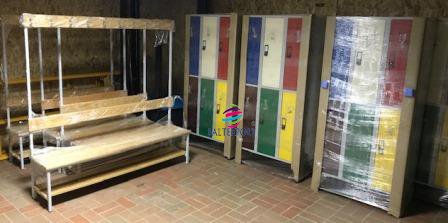 Vestiário triplo com 6 Cacifos Sobrepostos Chapa 1900x900x500 mm Cinza Cores