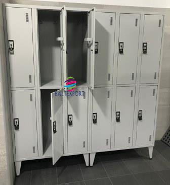 Vestiário triplo com 6 Cacifos Sobrepostos Chapa 1900x900x500mm Cinza