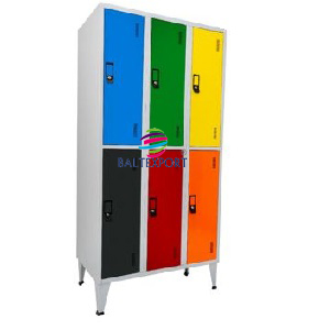 Vestiário triplo com 6 Cacifos Sobrepostos Chapa 1900x900x500mm Pintura Cores