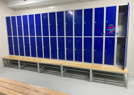 Vestiário triplo com 6 Cacifos Sobrepostos Chapa 1900x900x500mm azul porto